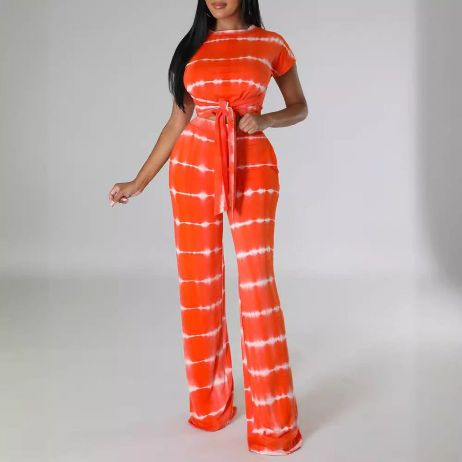 Frances | Women's Waist Belt Pockets Belted Elegant Jumpsuit in Orange