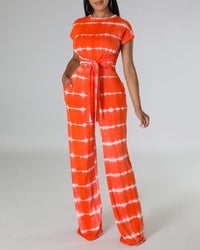 Frances | Women's Waist Belt Pockets Belted Elegant Jumpsuit in Orange