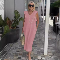 Francesca | Women's V-Neck Pockets Lightweight Maxi Dress