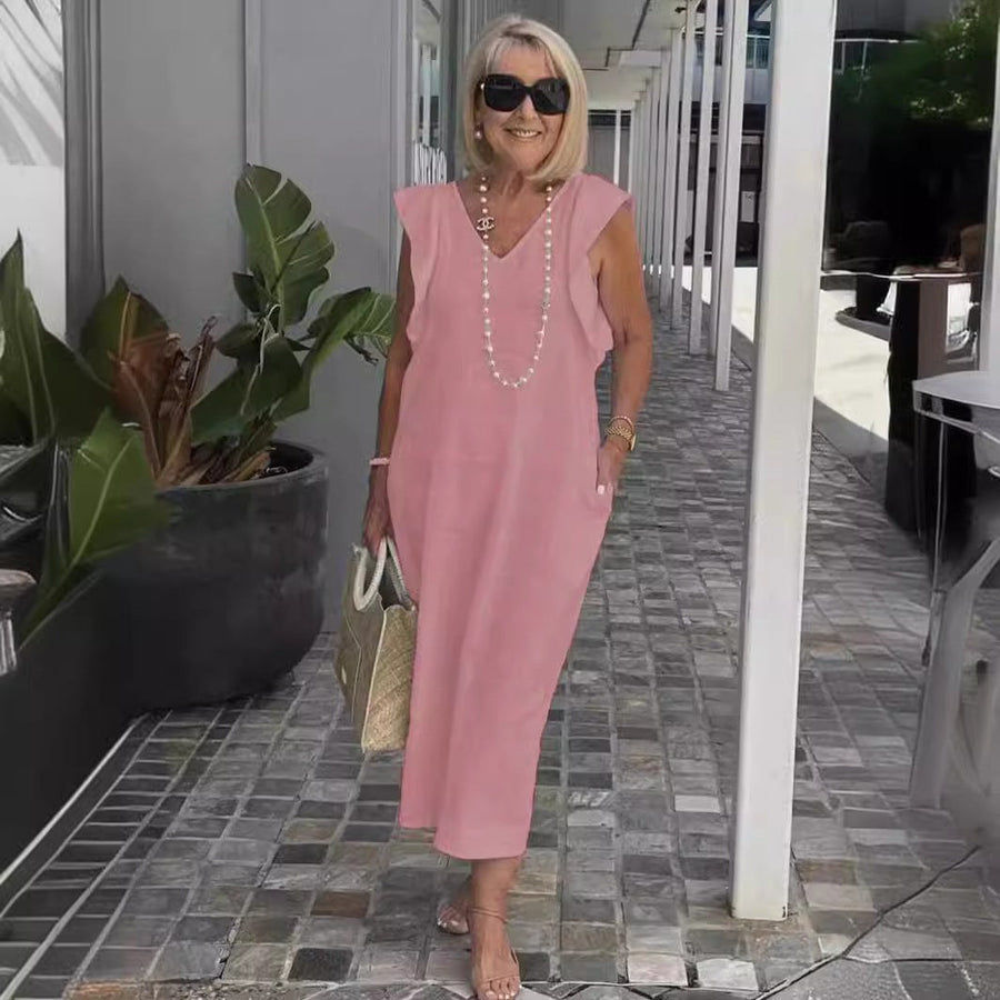 Francesca | Women's V-Neck Pockets Lightweight Maxi Dress