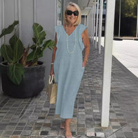 Francesca | Women's V-Neck Pockets Lightweight Maxi Dress