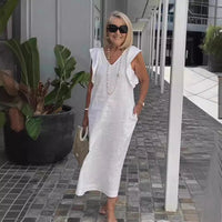 Francesca | Women's V-Neck Pockets Lightweight Maxi Dress