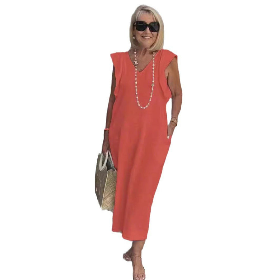 Francesca | Women's V-Neck Pockets Lightweight Maxi Dress