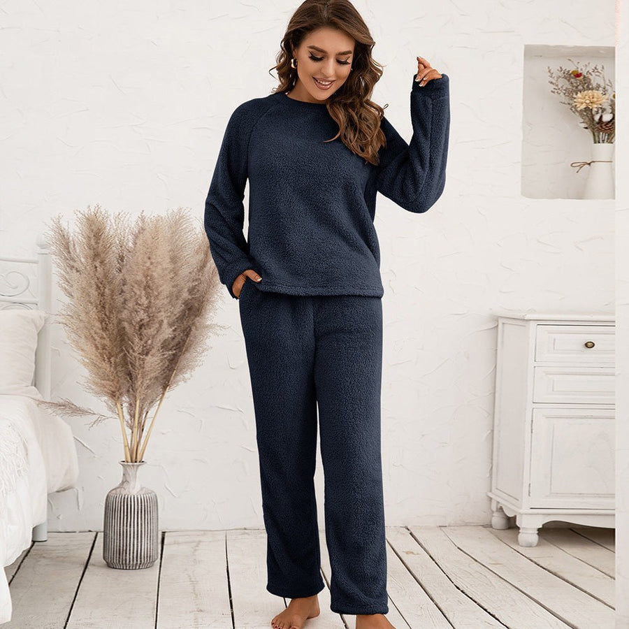 Francoise | Women's Cozy Comfortable Fleece Pants – Dress Pants in Marine Blue