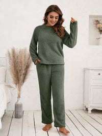 Francoise | Women's Cozy Comfortable Fleece Pants – Dress Pants in Olive Green