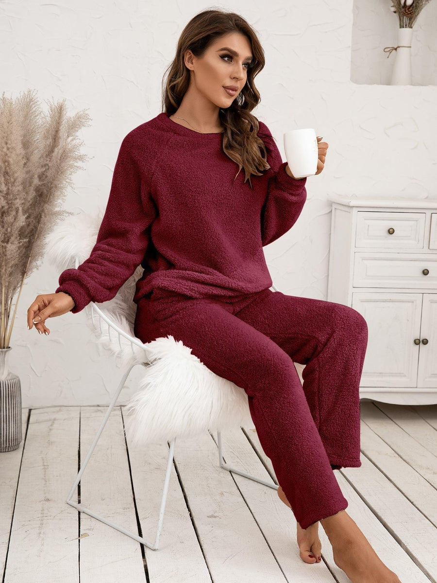 Francoise | Women's Cozy Comfortable Fleece Pants – Dress Pants in Wine Red