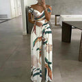 Fredegund | Women's Off-Shoulder Wrap Floral Wide-Leg Jumpsuit