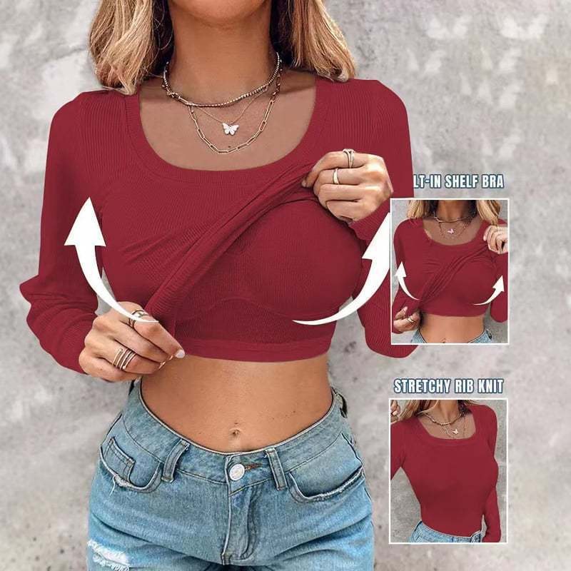 Frederique | Women's Long Sleeve Top in Red