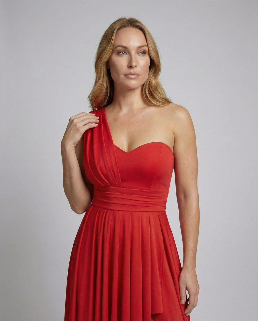 Freya | Women's Ruffle Detail Asymmetric Elegant Maxi Dress