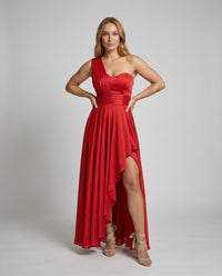 Freya | Women's Ruffle Detail Asymmetric Elegant Maxi Dress