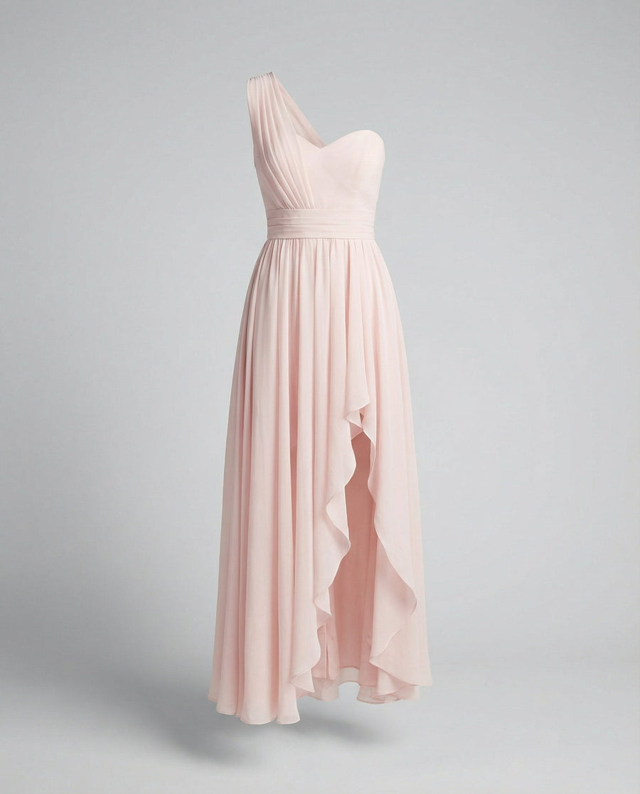 Freya | Women's Ruffle Detail Asymmetric Elegant Maxi Dress in Ivory
