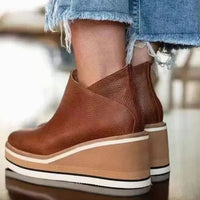 Freya | Women's Platform Wedge Slip-On Chelsea Boots in Beige