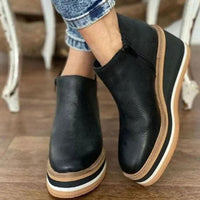 Freya | Women's Platform Wedge Slip-On Chelsea Boots in Black