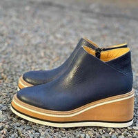 Freya | Women's Platform Wedge Slip-On Chelsea Boots in Blue