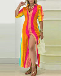 Fridolina | Women's Plaid Long Sleeve Slit Shirt Dress in Red
