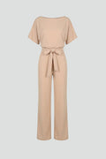 Fulvia | Women's Short Sleeve Belted Wide-Leg Jumpsuit