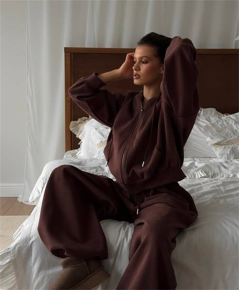 Gabriela | Women's High Waist Lounge Set in Brown