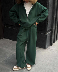 Gabriela | Women's High Waist Lounge Set in Dark Green
