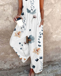 Gaetane | Women's Sleeveless Floral Wide-Leg Jumpsuit