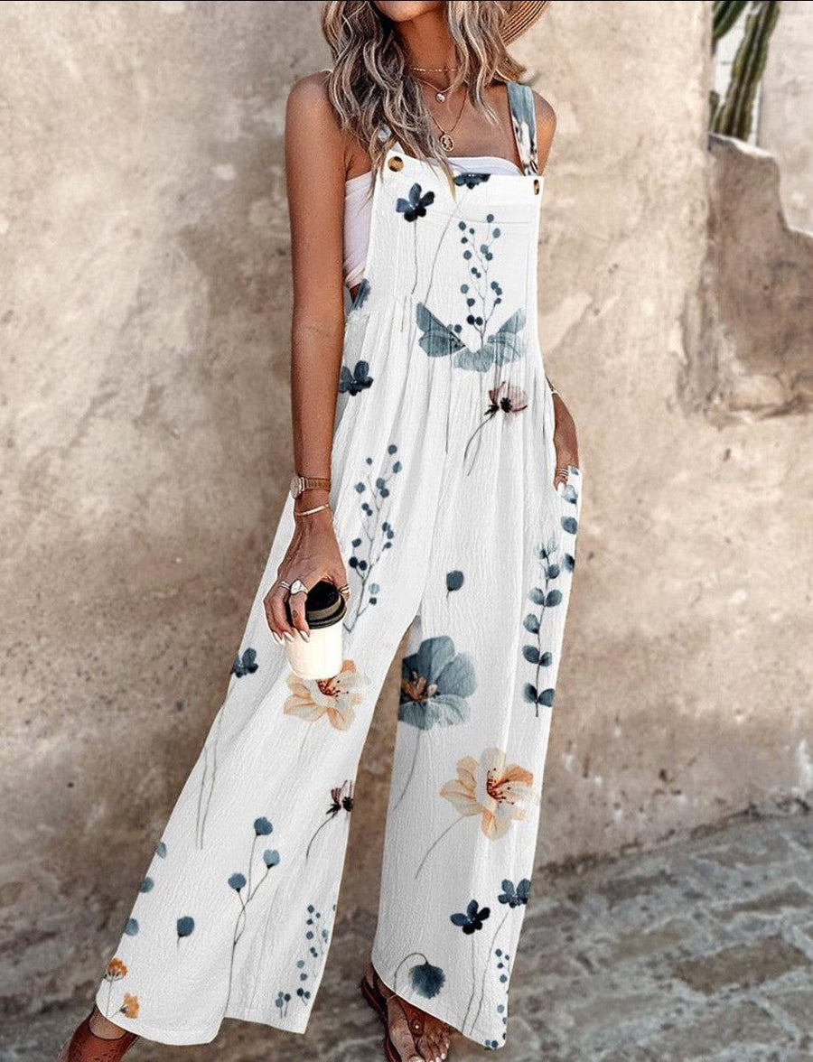 Gaetane | Women's Sleeveless Floral Wide-Leg Jumpsuit
