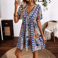 Gaetane | Women's V-Neck Summer Dress in Blue