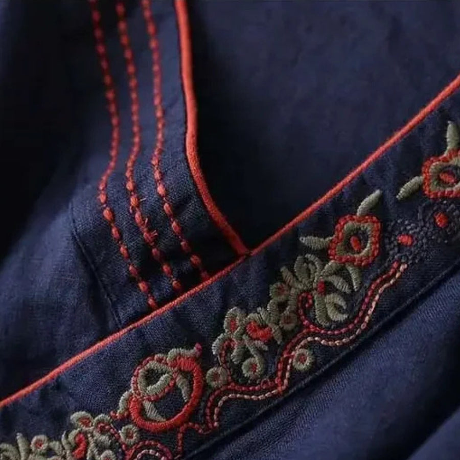 Gaia | Women's Embroidered Wrap Detail Blouse