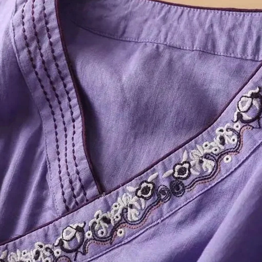 Gaia | Women's Embroidered Wrap Detail Blouse