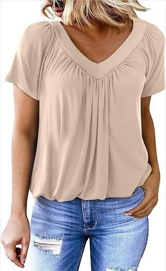 Gaia | Women's V-Neck Blouse in Apricot