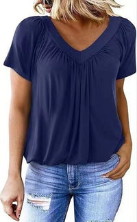 Gaia | Women's V-Neck Blouse in Deep Blue