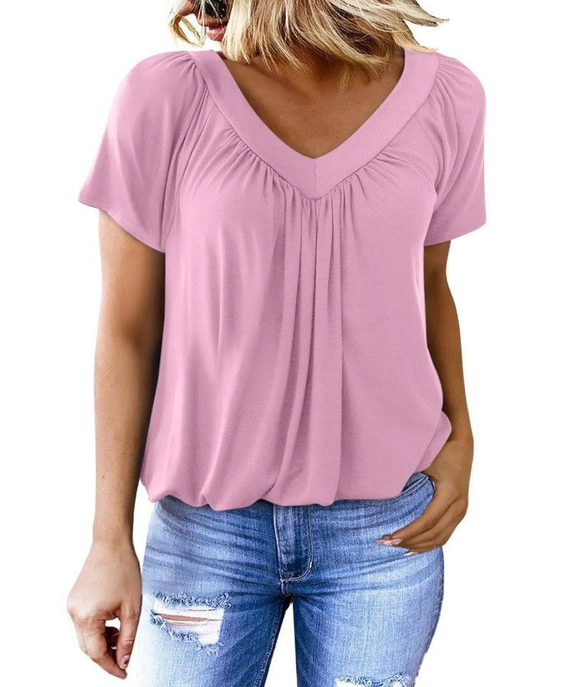 Gaia | Women's V-Neck Blouse in Pink