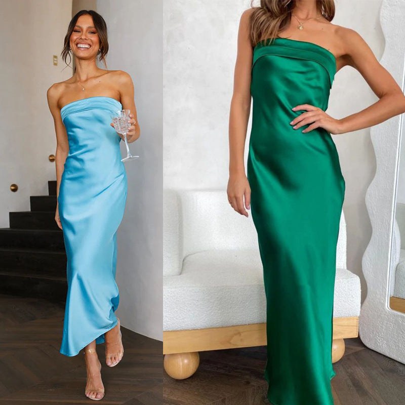 Gaia | Women's Satin Elegant Maxi Dress