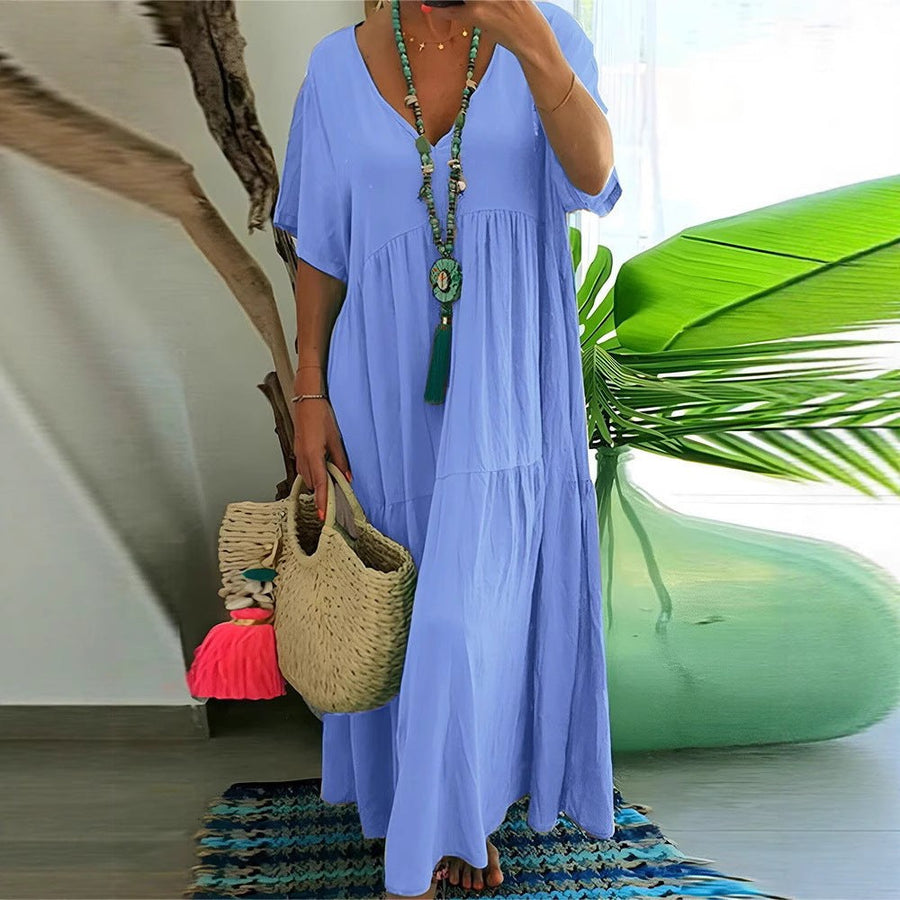 Galatea | Women's V-Neck Boho Maxi Dress