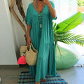 Galatea | Women's V-Neck Boho Maxi Dress