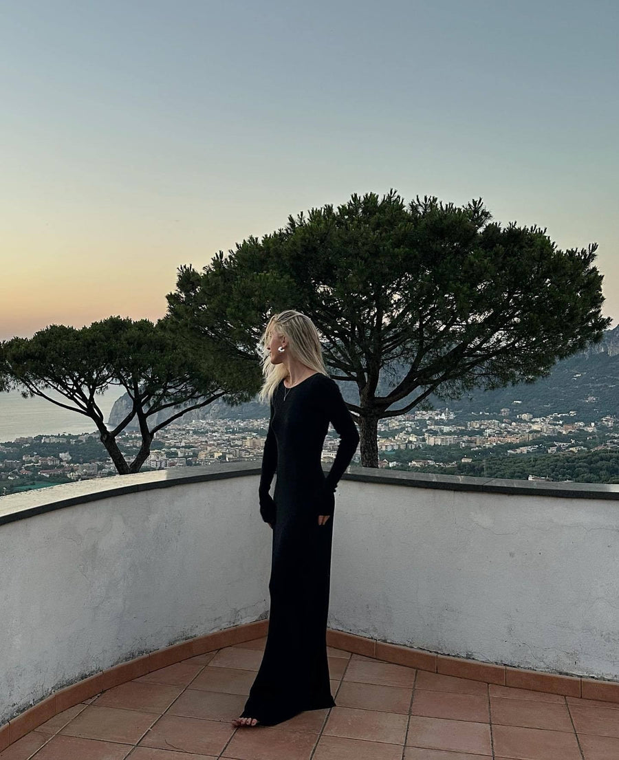 Galatea | Women's Asymmetric Bodycon Long Sleeve Elegant Mini Dress in Black