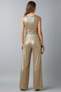 Galiana | Women's Sleeveless Sequin Wide-Leg Jumpsuit