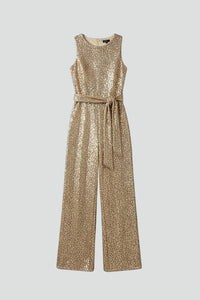 Galiana | Women's Sleeveless Sequin Wide-Leg Jumpsuit
