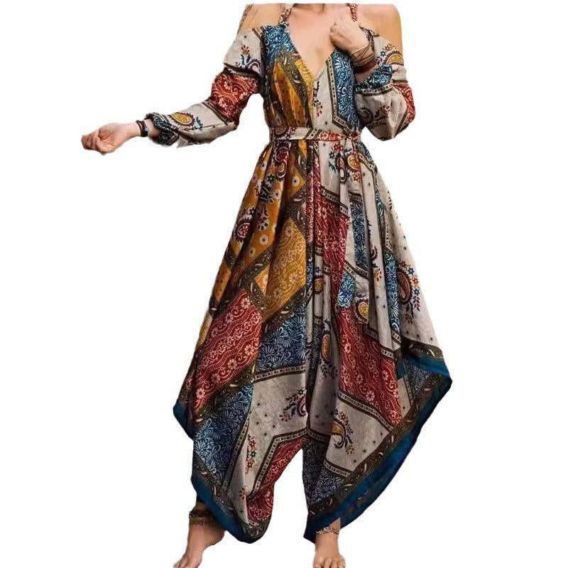 Garance | Women's Tailored Boho Maxi Dress in Beige