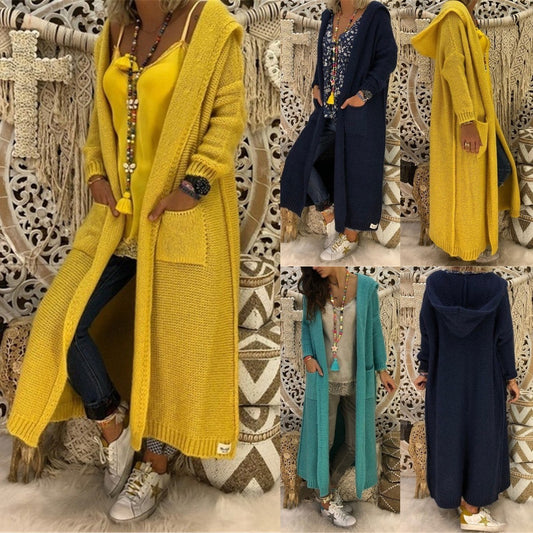 Garlande | Women's Long Sleeve Pockets Hooded Knit Coat