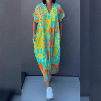 Garnet | Women's V-Neck Pockets Dress – Casual Dress in Yellow