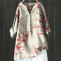 Garnet | Women's Floral Long Sleeve Blouse in Red