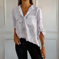 Gay | Women's Floral Pattern Collared Blouse in White