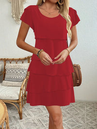 Gemma | Women's Ruffle Detail Dress – Casual Dress in Weinfarb
