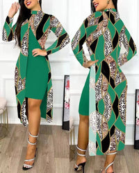 Genevieve | Women's Asymmetric Elegant Maxi Dress in Green