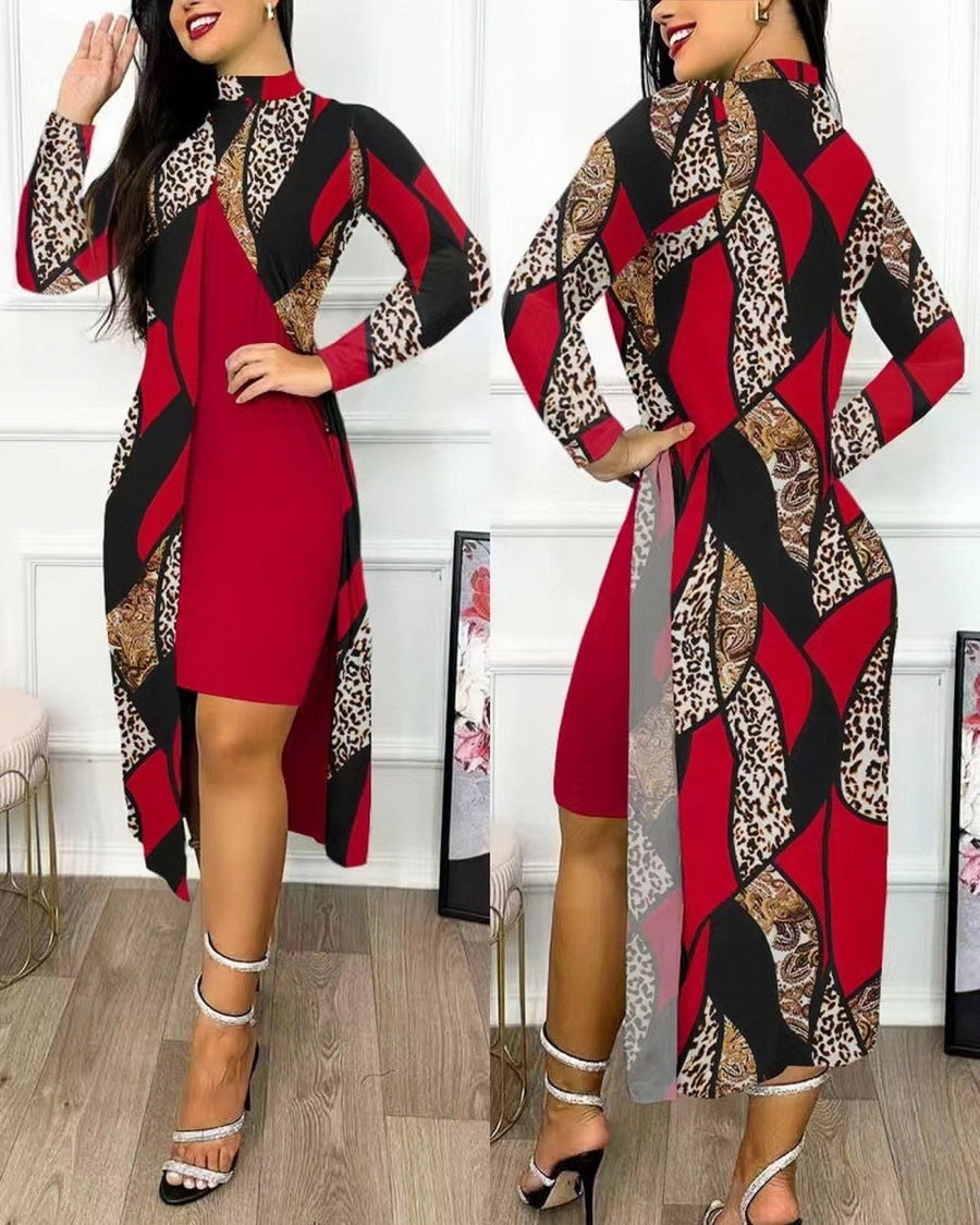 Genevieve | Women's Asymmetric Elegant Maxi Dress in Red