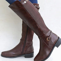 Genevieve | Women's Knee-High Riding Leather Boots in Brown