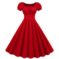 Genista | Women's Puff Sleeve Dress in Red