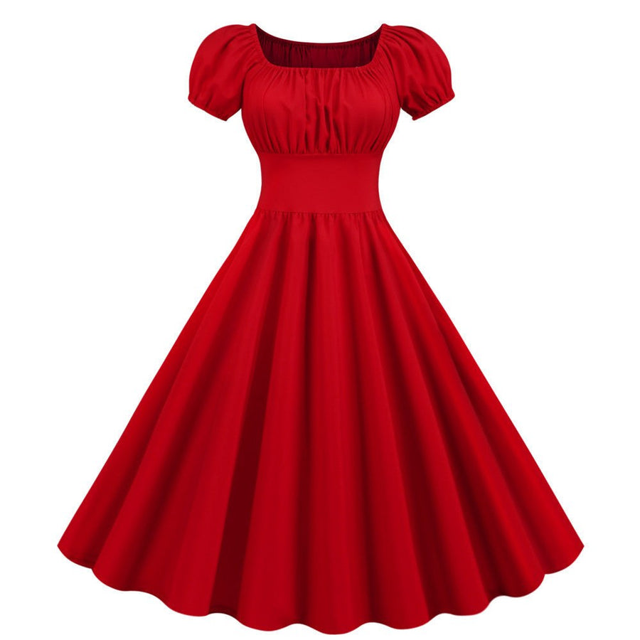 Genista | Women's Puff Sleeve Dress in Red