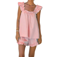 Georgiana | Women's Ruffle Detail Casual Shorts in Pink