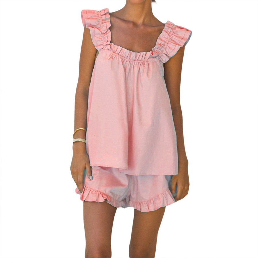 Georgiana | Women's Ruffle Detail Casual Shorts in Pink