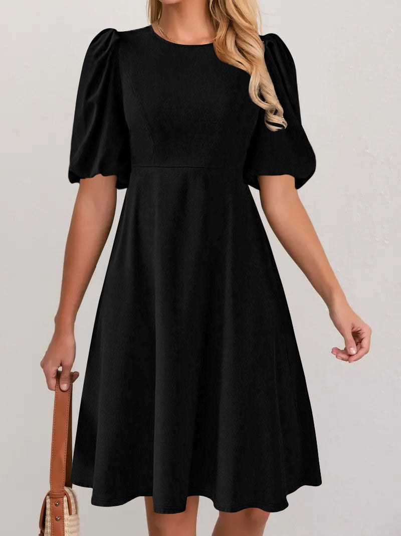 Georgiana | Women's Puff Sleeve Voluminous Dress in Black
